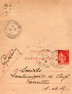 TB 989 - Entier Postal Type Carte Lettre OB LAGNY Pour VARREDDES - Letter Cards