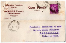 TB 990 - Carte Postale Pubicitaire Exploitations Forestières Sciries ROESER CRECY EN BRIE Pour VARREDDES - Autres & Non Classés