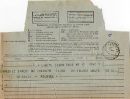 TB 992 - Télégramme De DIJON  Pour VARREDDES - Autres & Non Classés