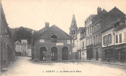 SOMME  80  CONTY  LA HALLE SUR LA PLACE  CACHET MILITAIRE GENIE - Conty