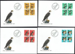 Delcampe - 1971    Pro Juventute Série Complète En Blocs De 4 Sur FDC  Mi  960-3 - FDC