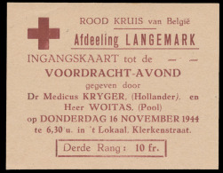 Ingangskaart Voor Een Benifiet - Weltkrieg 1939-45 (Briefe U. Dokumente)