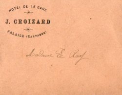 VP4248 -   Enveloppe De L' Hotel De La Gare - J. CROIZARD à FALAISE - Werbung