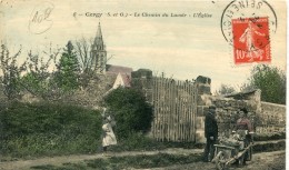 CPA 95 CERGY LE CHEMIN DU LAVOIR L EGLISE 1912 - Cergy Pontoise