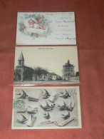 PIERRELAYE   1910  LOT DE 3 CPA GRUSS / FAIRE PART CPA / EGLISE  CIRC OUI  EDIT - Pierrelaye