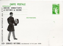 Carte Postale. 0.80 Sabine. Association Nationale Des PTT Anciens Combattants. XIX E Congrès National . Saint Etienne. - Bijgewerkte Postkaarten  (voor 1995)