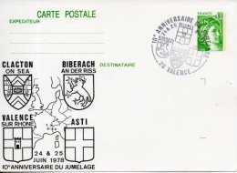 Carte Postale. 0.80 Sabine. 10e Anniversaire Du Jumelage Biberach-valence. 24-25 Juin 1978 - Bijgewerkte Postkaarten  (voor 1995)