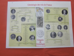 CAD COMMEMORATIF 7 MAI 2001 GENEALOGIE DES ROIS DE FRANCE BLOC FEUILLET 2 TIMBRES Congrés De Généalogie Marseille - Used