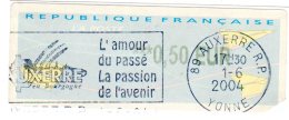 VIGNETTE LISA       "   AUXERRE  "          0.50 Euro    (sur Fragment) - 2000 « Avions En Papier »