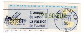 VIGNETTE LISA       "   AUXERRE  "          0.50 Euro    (sur Fragment) - 2000 « Avions En Papier »