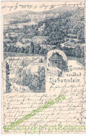 Gruss Aus BAD LIEBENSTEIN Federstrich Litho Vorläufer Gelaufen Mit Bahnpost 2.11.1890 ZUG 77 - Bad Liebenstein