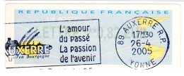 VIGNETTE LISA       "    AUXERRE   "         0.87   Euro    (sur Fragment) - 2000 « Avions En Papier »