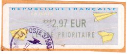 VIGNETTE LISA         LETTRE PRIORITAIRE       2.97  Euros     (sur Fragment) - 2000 « Avions En Papier »