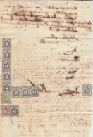 DER-59 CUBA SPAIN ESPAÑA (LG-521). REVENUE DERECHO JUDICIAL DOC. 10r BLACK + 5r BROWN + 1r BLUE + 1/2r BLACK 1857. - Segnatasse