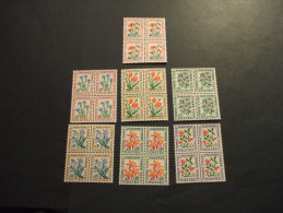 ANDORRA FRANCESE - Segnatasse - 1964/71 FIORI 7 Valori, In Quartine(blocks Of Four)  - NUOVI(++) - Unused Stamps