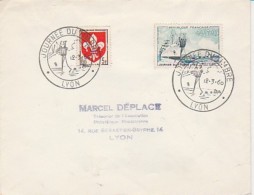 LETTRE AFFRANCHIE N° 1235 + 1230  OBLITERATION JOURNEE DU TIMBRE 12-3-1960 LYON - Commemorative Postmarks