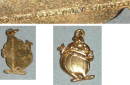 Rare Médaille Pendentif En Métal Doré, OBELIX, Goscinny Udezo, 1988, Asterix BD - Pendenti