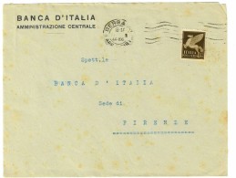 LETTERA VIAGGIATA  BANCA D'ITALIA DI BERGAMO - IN POSTA AEREA....... - ANNO 1944 - Marcophilia