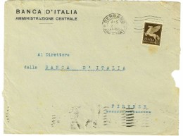 LETTERA VIAGGIATA  BANCA D´ITALIA DI BERGAMO - IN POSTA AEREA....... - ANNO 1944 - Marcophilia