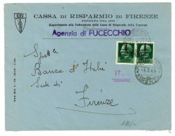 LETTERA VIAGGIATA  CASSA DI RISPARMIO DI FIRENZE - AGENZIA DI FUCECCHIO.. - ANNO 1944 - NON COMUNE - Altri & Non Classificati