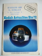 Publicité KODAK Actualités Eté 72. Appareils Et Caméras INSTAMATIC. Avec GADGET Carte Météo.16 Pages. 13,5x20 Cm. TBEtat - Cameras