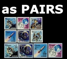 AJMAN 1966 Space IMPERF.PAIRS:10    [non Dentelé,Geschnitten,no Dentado,non Dentellato,ogetande] - North  America