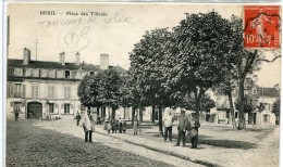 CPA 95 DEUIL PLACE DES TILLEULS 1908 Tambour De Ville - Deuil La Barre