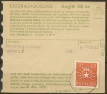 Czeslaw Slania. Sweden 1960. Radio License Card With Radio Licence Label. - Fiscale Zegels