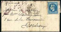Beleg 28/12 187o, Ballon "Boyard", Vordruckbrief Mit Napoleon 2o C. Nach Bordeaux. - Other & Unclassified