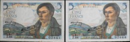 FRANCE 2 BILLETS De BANQUE De 5Francs Type Berger - O.25=11=1943.O. - 5 F 1943-1947 ''Berger''