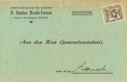 17642. Tarjeta Privada Preobliterado  BRUGGE (Belgien) 1942. Roulotte. Imprenta Del Gobierno - Roulettes 1900-09