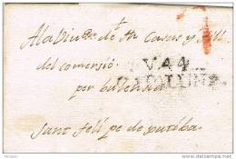 17656. Envuelta Pre Filatelica VICH (Barcelona), Porteo 7, Marca V.44 Cataluña - ...-1850 Prefilatelia