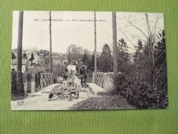 CPA CHAMPAGNE. Le PONT Descendant à L'OISE, N°253. ANIMATION Charette ATTELAGE CHEVAUX. Circulé 1908 TBE. PEU COURANTE - Champagne Sur Oise