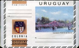 0265marti -  Uruguay  -  Stationery Aerogramme Airt Letter Bridge Carmelo Swing Bridge !! Pont Tournant - Ponts