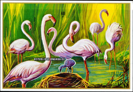 AQUATIC BIRDS-GREATER FLAMINGOS-IMPERF MS-RWANDA-MNH-MS-EXTREMELY SCARCE-D3-02 - Flamencos