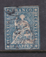 Switzerland 1854 Helvetia, 10 Rappen Blue Used - Gebruikt