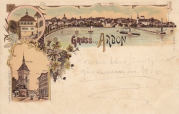 Arbon, Gruss Aus - Farbige Litho - Rathaus, Kirche - Arbon