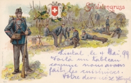 Soldatengruss Aus Liestal - Farbige Litho - Liestal