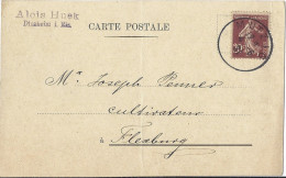 Cp 67 Cachet MUTZIG Alois HUEK DINSHEIM J ELS / Timbre Francais Bordeaux Semeuse 20c ADR J PENNER FLEXBURG - Mutzig