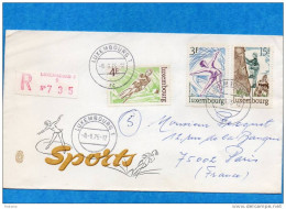 MARCOPHILIE-lettreREC-LUX EMBOURG 1975- 3-stamps N°861-3 Sports-série -ski Nautique+gym+alpinisme-po Ur Françe - Cartas & Documentos