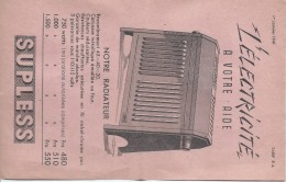 Radiateur Electrique / SUPLESS/ Tarif / 1941    GEF61 - Electricity & Gas