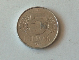 Allemagne 5 REICHS Pfennig 1968 A 1968A - 5 Pfennig