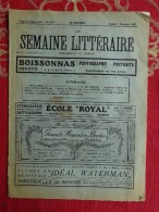 REVUE SEMAINE LITTERAIRE SAMEDI 3 DECEMBRE 1921 GENEVE SUISSE PUBLICITE PHILOSOPHIE LANGAGE PARLER ALSACIEN - Loisirs & Collections