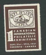 B28-07 CANADA 1951 1st Philatelic Exhibition CAPEX Brown On White MNH - Privaat & Lokale Post