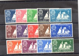 SAINT PIERRE ET MIQUELON 1942 N ° 296 / 309 * - Unused Stamps