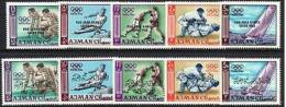 AJMAN Jeux Olympiques TOKYO 64. Yvert N°45/54  Surcharge En Anglais Et Arabe.dentelé. ** MNH. Perforate - Ete 1964: Tokyo