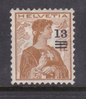 Switzerland 1915 Surcharged 13c Brown Mint - Nuevos