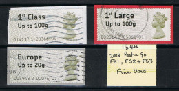 Post & Go Queens Head 2008 1st Class, 1st Large & Europe FS1 FS2 FS3 USED - Post & Go Stamps