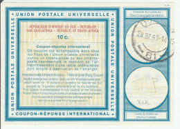 Coupon Réponse RSA South Africa -  Modèle Vienne 19 - Reply IRC CRI IAS - 10 Cents - Durban 1969 - Cartas & Documentos