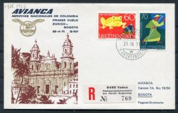 1971 Liechtenstein Vaduz Registered Avianca Zurich - Bogota Colombia First Flight Cover - Lettres & Documents